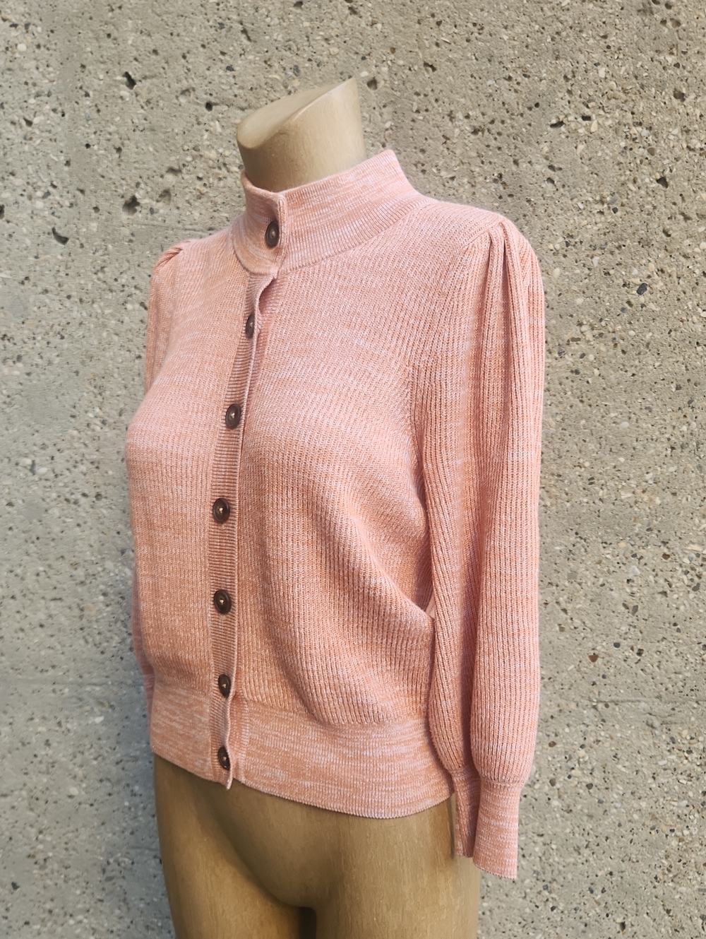 Repeat Pink Button-Up Ribbed Sweater Cardigan - Picture 5 of 8